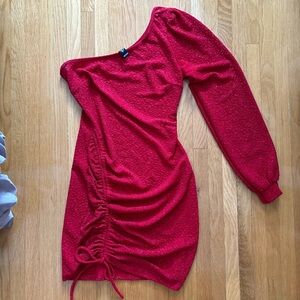 sparkly one shoulder mini dress